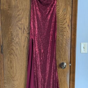 Elegant Burgundy Sequin Gown